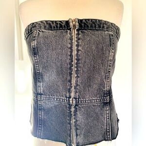 ZARA Black Denim Strapless Top - Size XL - NEW